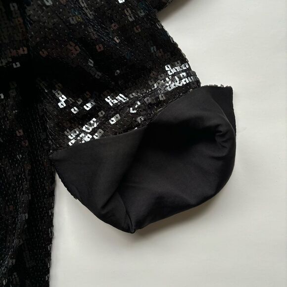 Good American Sequin Button Down Party Shirt - Black - Size 7 / 4x - Picture 7 of 9